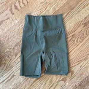 Olive Green High-Waisted Biker Shorts